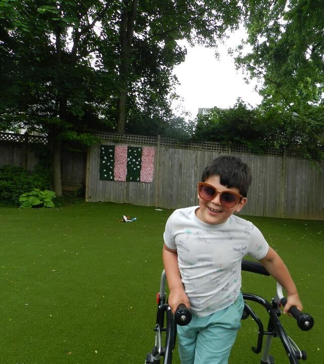 Rohan on his new turf backyard