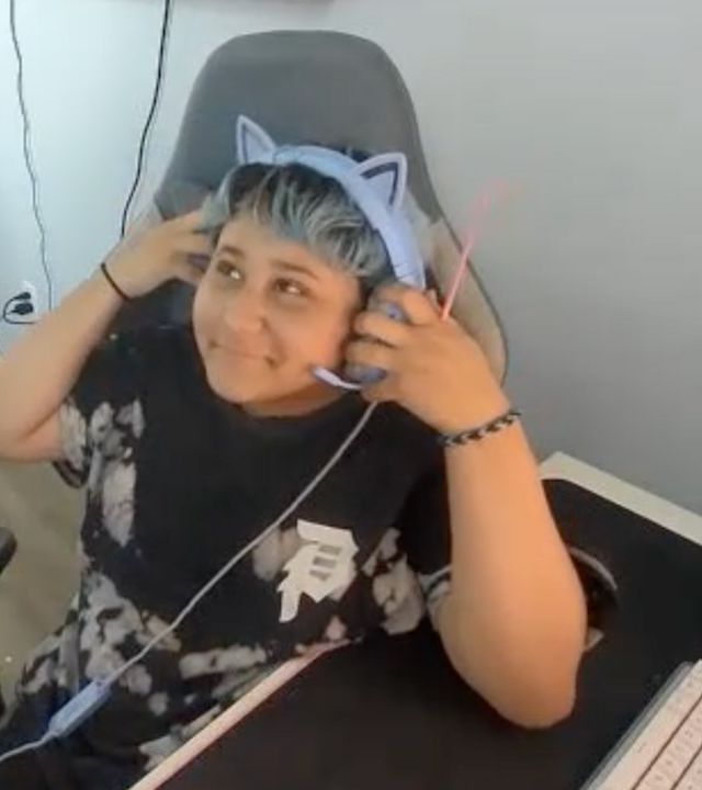 Lala and her new headphones