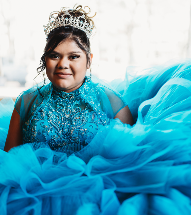 Wish child Gisselle in a beautiful ball gown with sparkly tiara