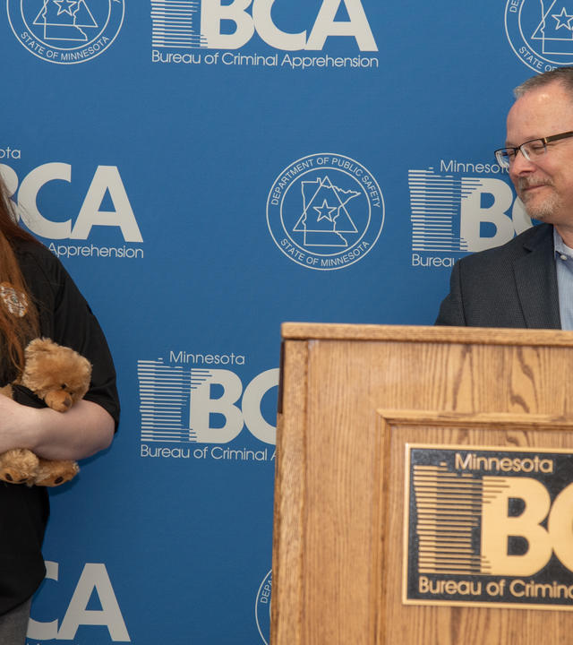 Margaret holding a press conference at the BCA