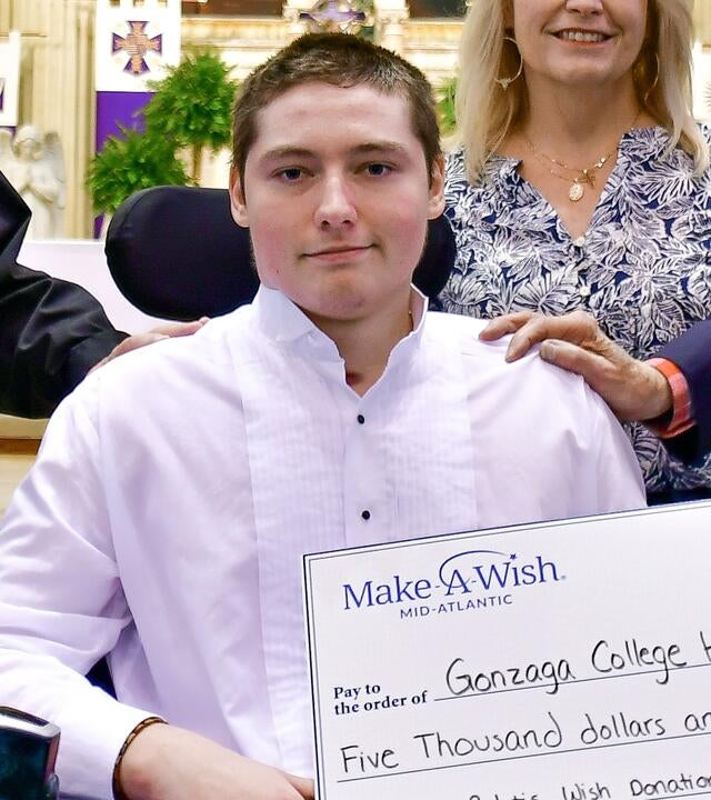 Ian with his donation