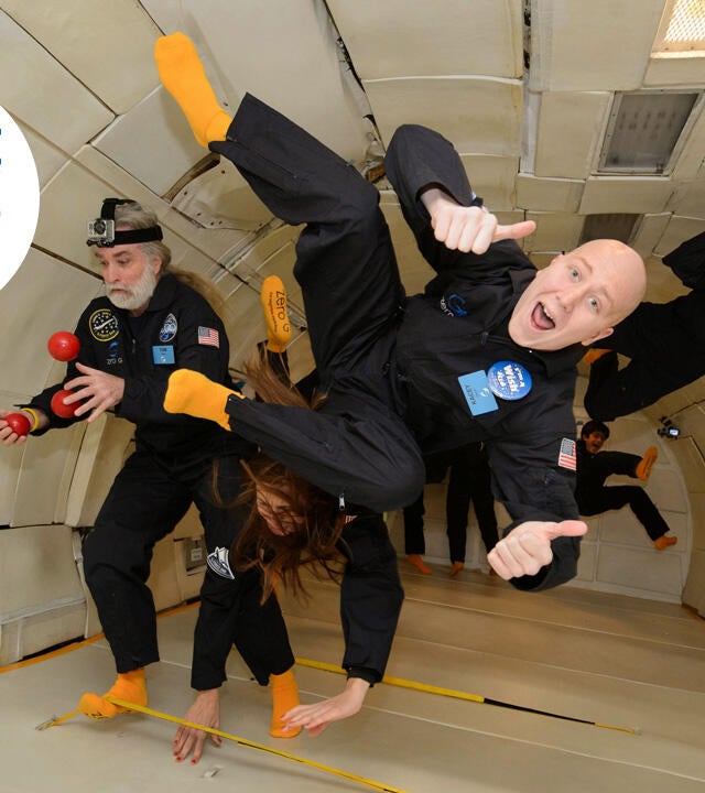 Kacey floating in plane