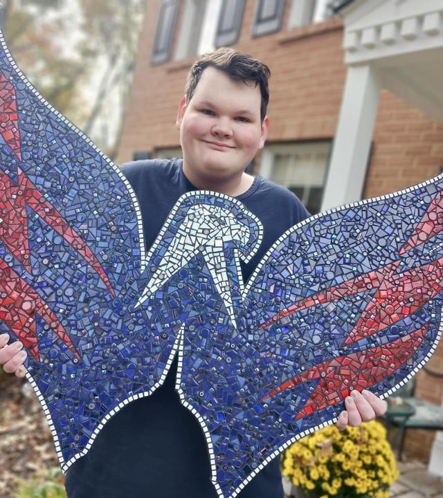 Will with his mosaic 