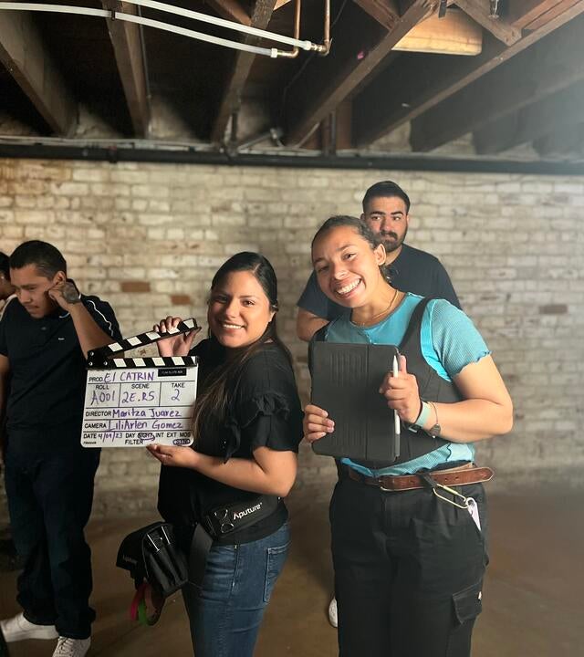 Ashley on set