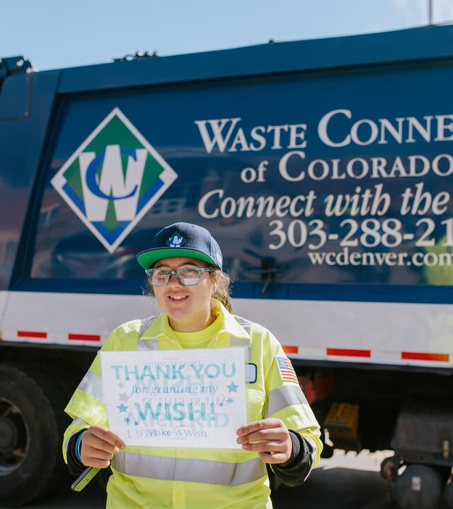 Brett in front of garbage truck