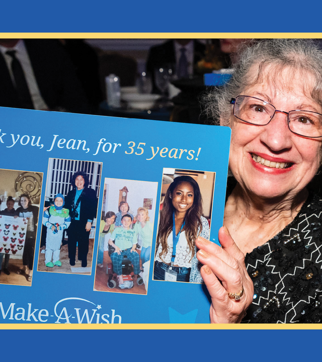 Jean Ingraffia-Delosreyes receiving her milestone award at the 202 Evening of Wishes Gala