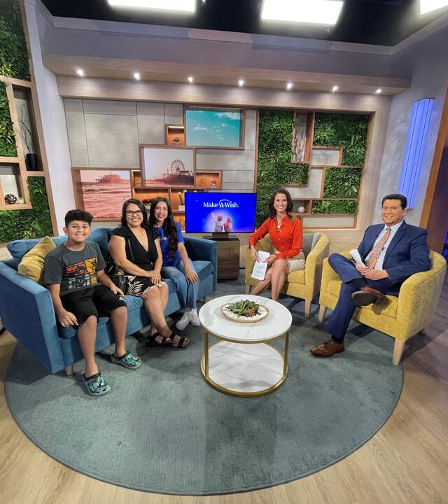Wish kid and family on the set of KTLA5
