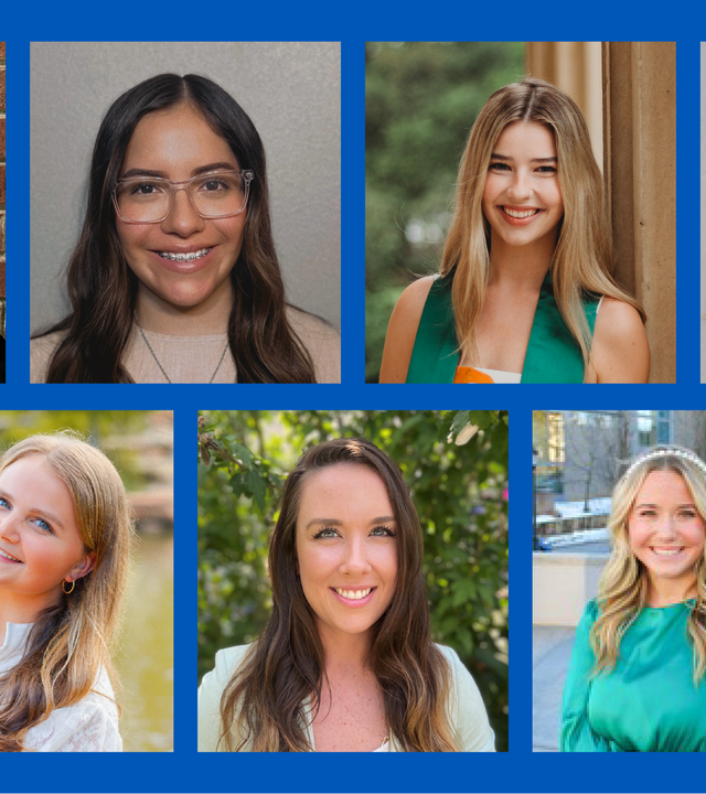 Seven headshots of people who are volunteering time to Make-A-Wish North Texas as Summer 2024 Interns