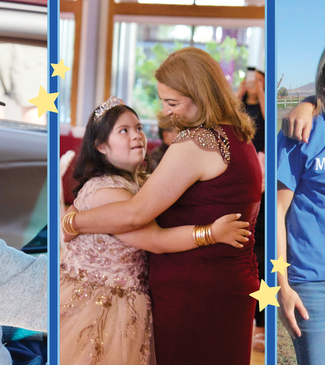 wish kid Ignacio; wish kid Lupita with mom Yolanda, wish kid Miles and his mom Natalie