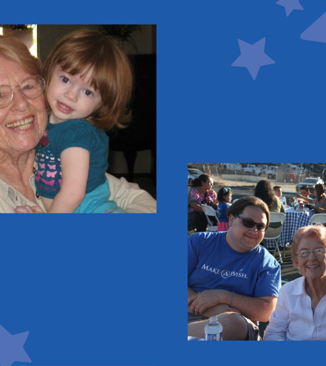 Pat wish wish kid (left photos) and Pat wish wish alum Nick (right photo) at the 8,000th wish celebration
