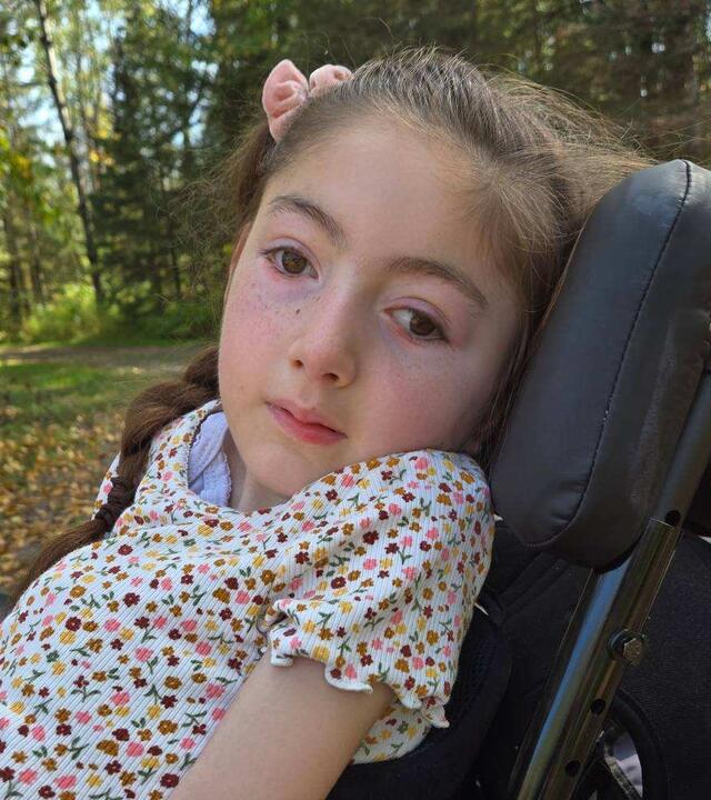 Clara in her wheelchair on her nature trail