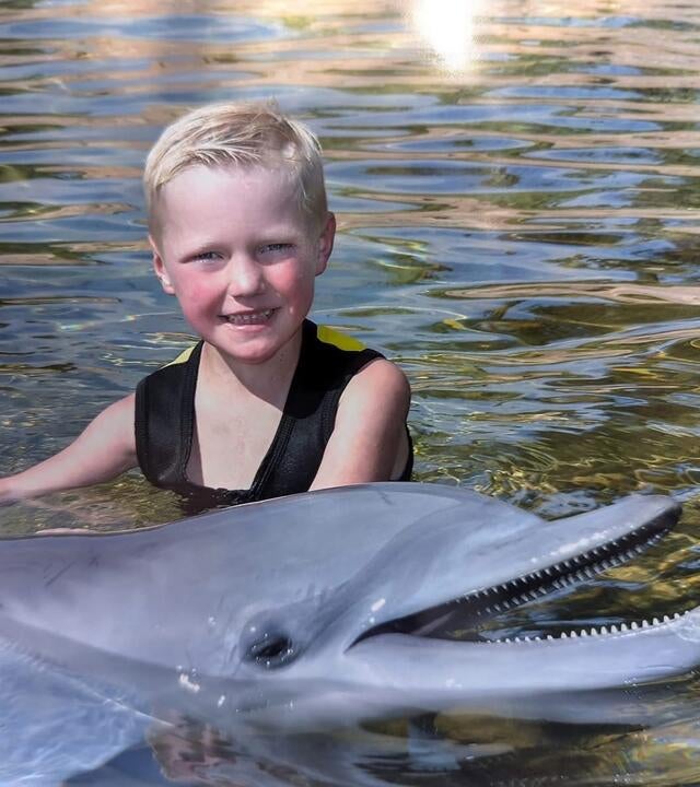 aiden with dolphins