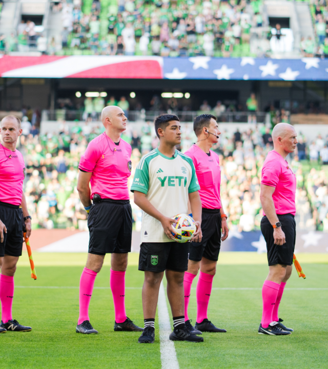 Sebastian on the Austin FC field