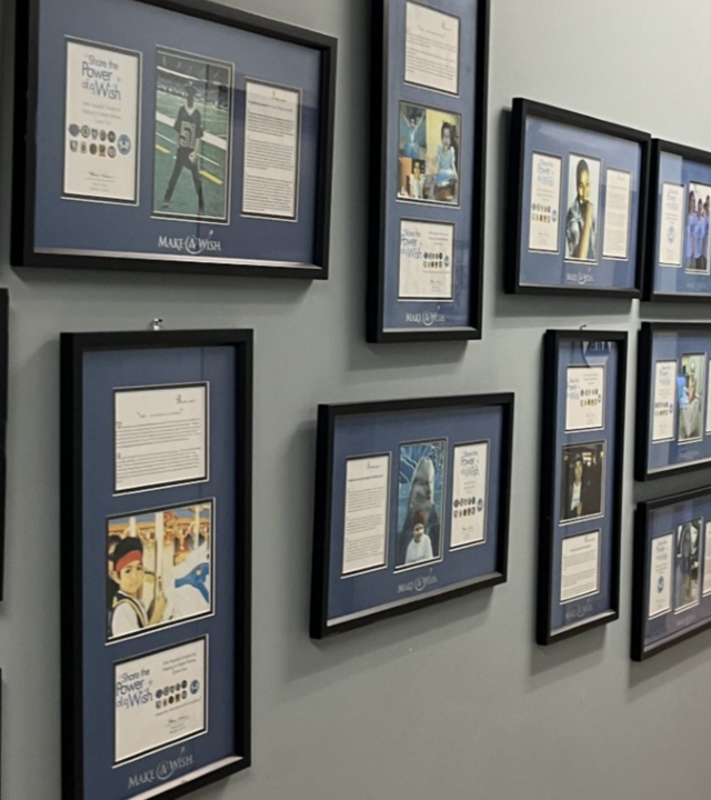 Calpine features their Adopt-A-Wish plaques as a “Wall of Heroes” proudly displayed in their office.