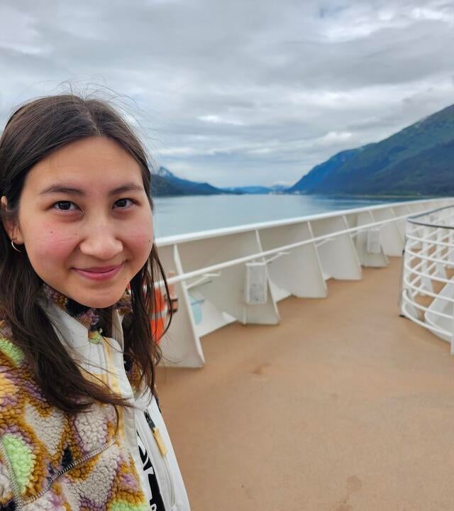 Rachael smiling on cruise ship