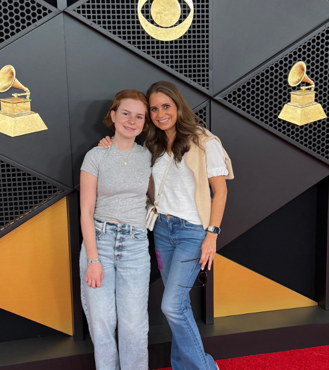 Natalie and her mom on Red Carpet (before Grammys)