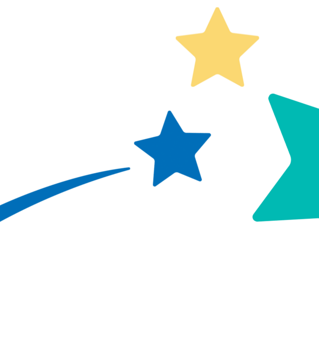 Blue, yellow, and teal shooting stars