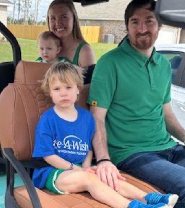 Conrad on his golf cart