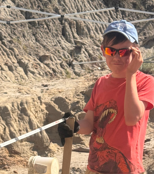 Ian posing at the dino dig site