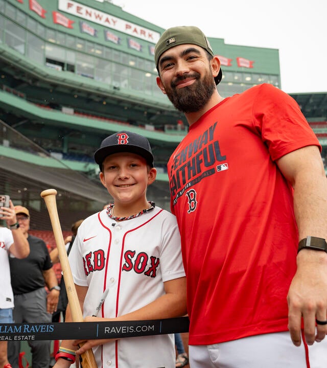 Wish kid Matthew with Red Sox player Connor Wong