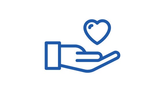 icon heart and hand