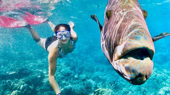 Jill snorkeling
