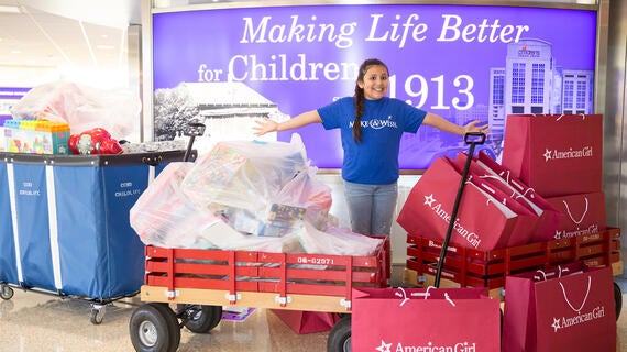 Celeste, I wish to give toys to kids in the hospital, at event
