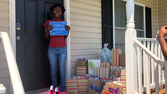 Makyia's wish granters wrapped all her shopping spree gifts