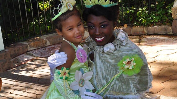 Nina with Princess Tiana at Walt Disney World Resort, Florida