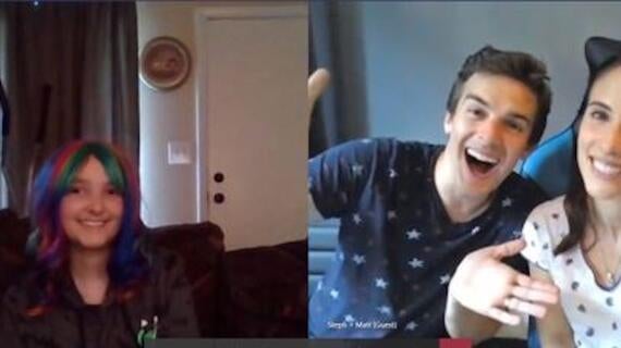 Chloe doing her virtual celebrity visit with Matt Patrick