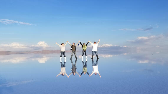 Leo in bolivia at the Salt Water Flats