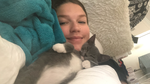 jessie with foster kitten