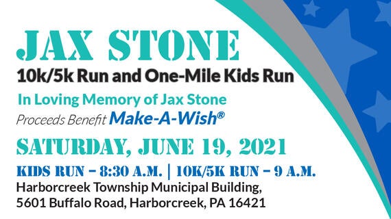 Jax Stone 10k/5k Run and One-Mile Kids Run in Loving Memory of Jax Stone.