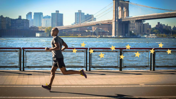 Runner with stars