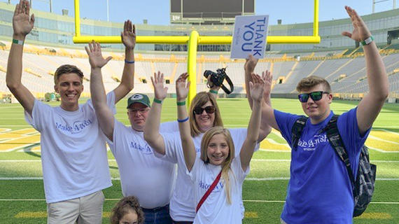 Hunter and family in end zone