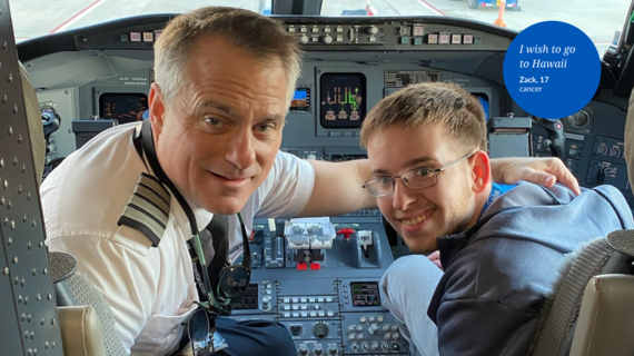 Wish kid Zack with a pilot