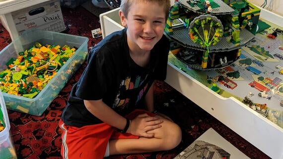 Anthony building his LEGO Germ Star