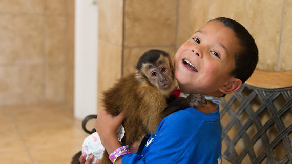 Xavier meeting a monkey in Miami for his wish. 