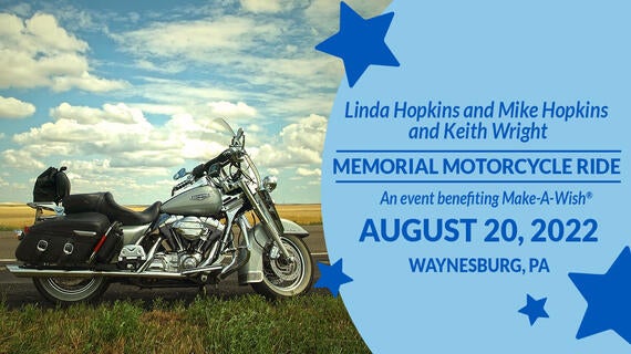 Linda Hopkins and Mike Hopkins and Keith Wright Memorial Motorcycle Ride