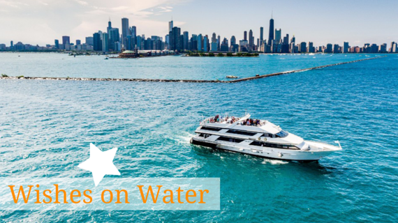 Yacht on Lake Michigan with Chicago skyline in the distance