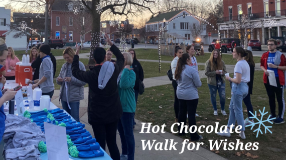 People gather at the town square in Highland for Walk for Wishes