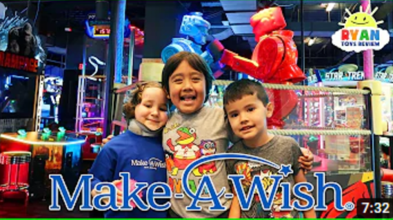 wish kids with Youtuber Ryan at Dave & Buster's