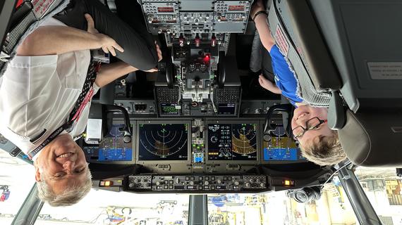 Wish kid Christian and pilot share the cockpit before takeoff