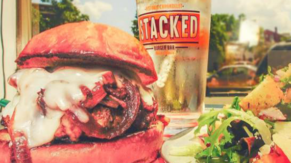 Stacked STL Burger and Salad