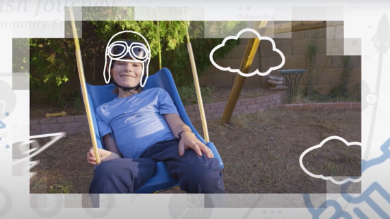 wish child on a swing