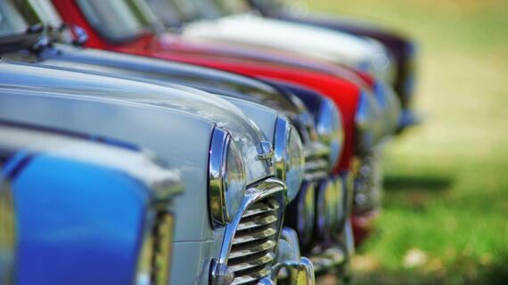 Vintage cars in a row photo