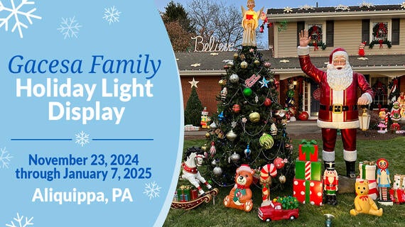 Gacesa Family Holiday Light Display | Now through January 7, 2025 -- Aliquippa, PA