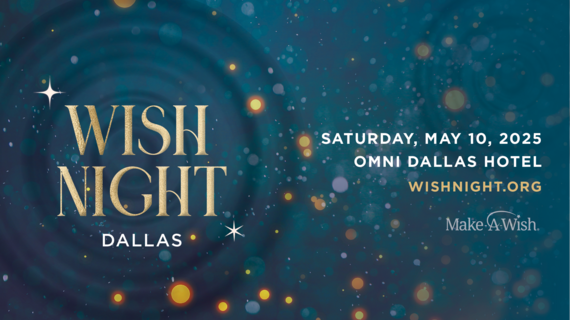 Wish Night Dallas 2025 on blue background with gold boca lighting