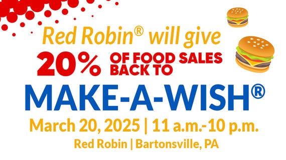Red Robin will give 20% of food sales back to Make-A-Wish