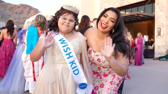Emcee Veronica Quintero and wish kid Maria at Wish Ball 2025